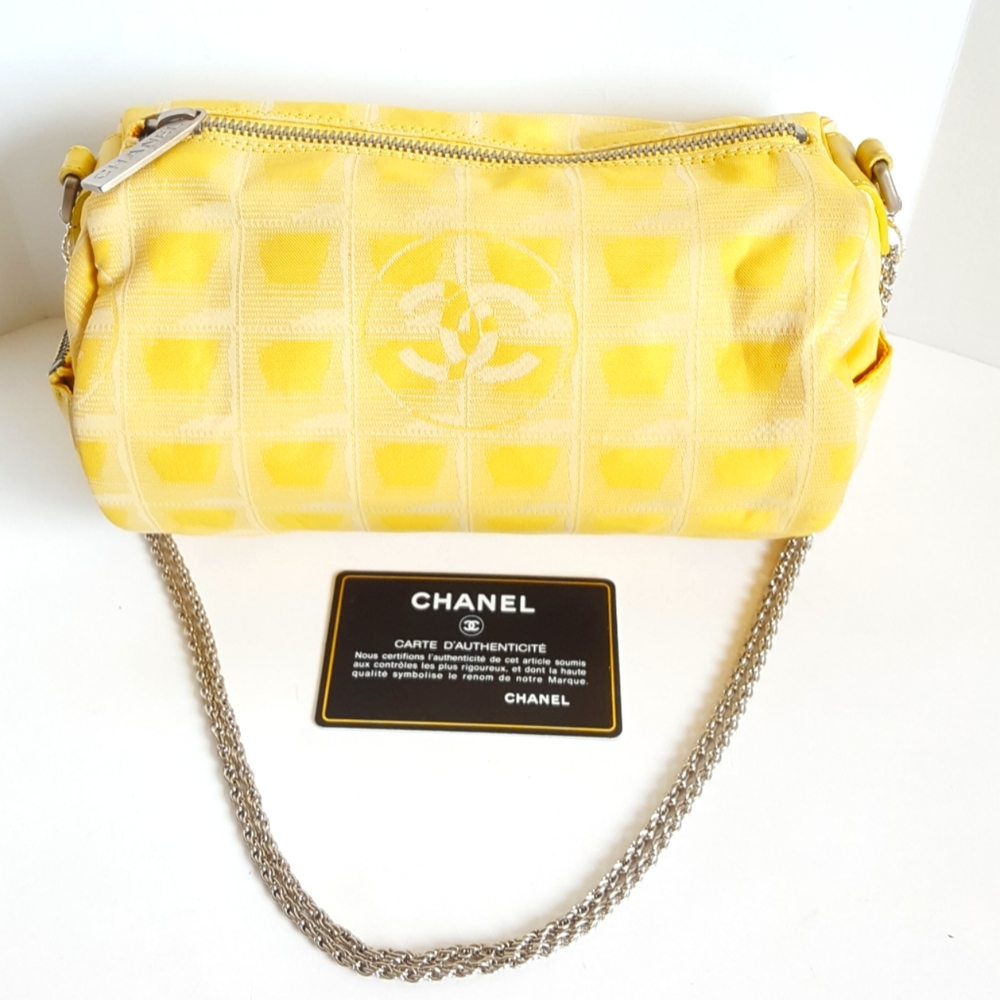 CHANEL Canvas Travel Line Tubular Canary Yellow Bag